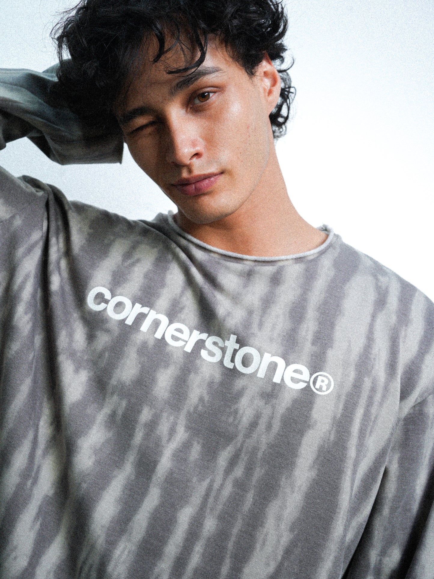 S/S26 DECONSTRUCTED EMBROIDERED RAW HEM TEE TIE DYE