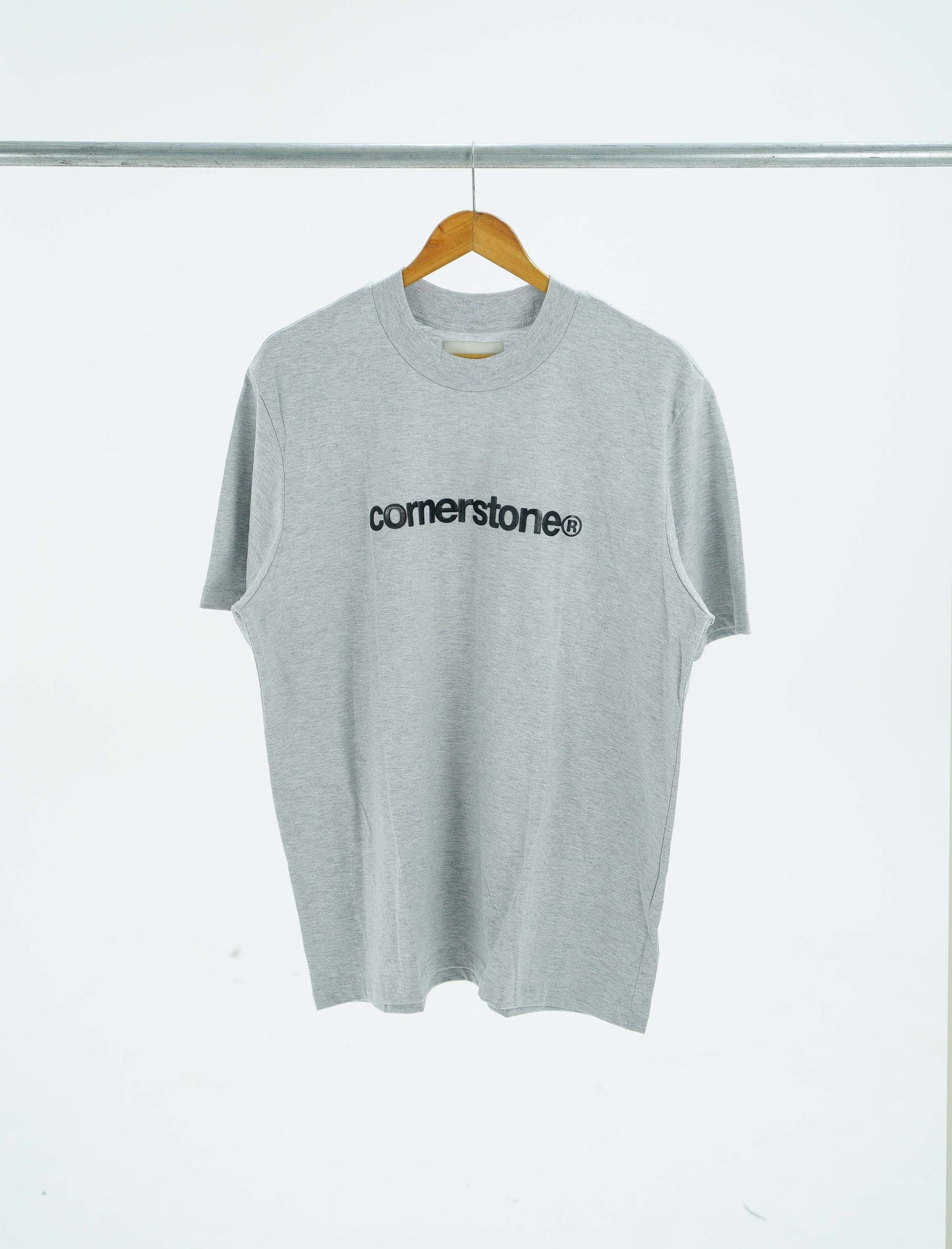 CORNERSTONE BOLD LOGO TEE IN HEATHER GRAY
