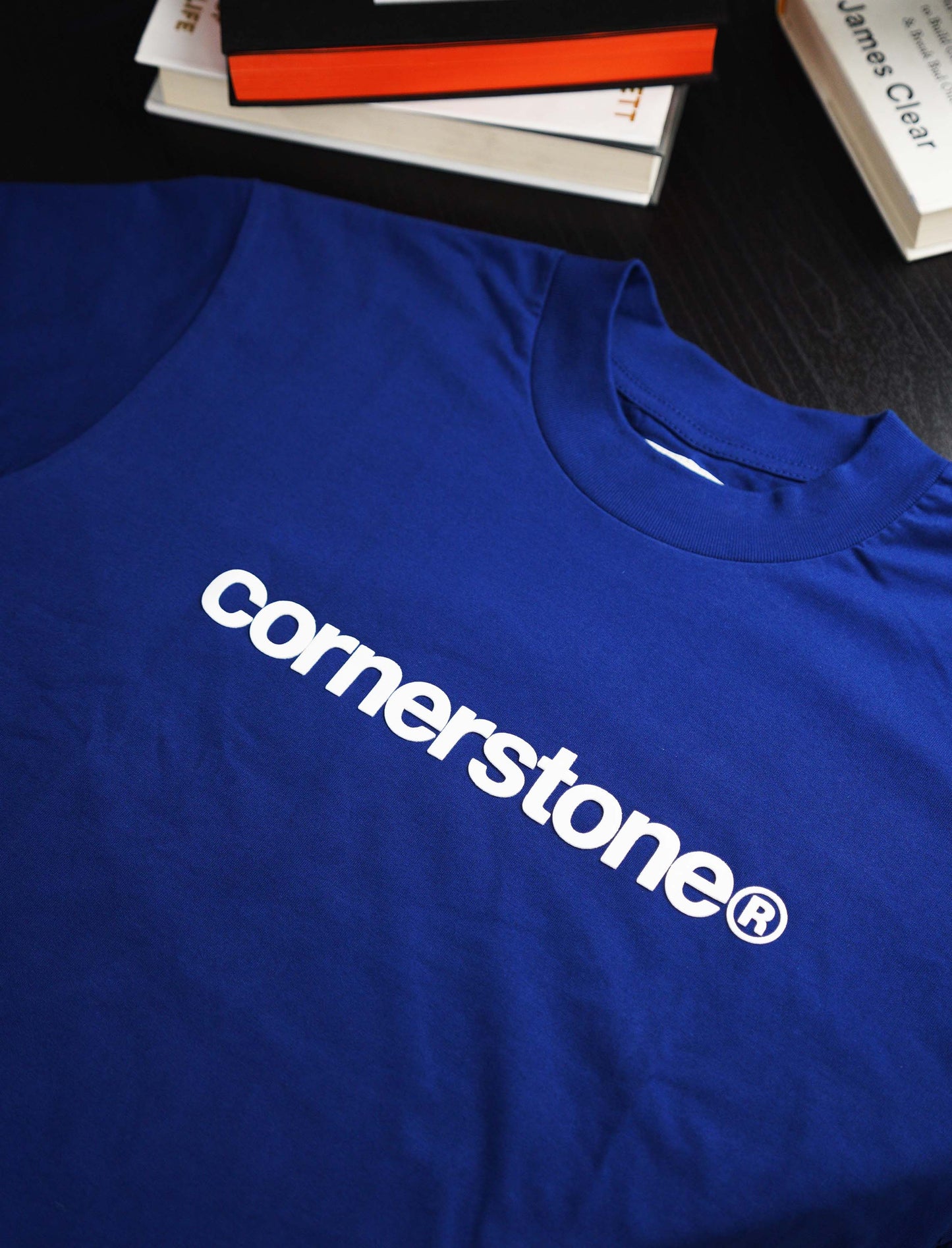 CORNERSTONE BOLD LOGO TEE IN COBALT BLUE