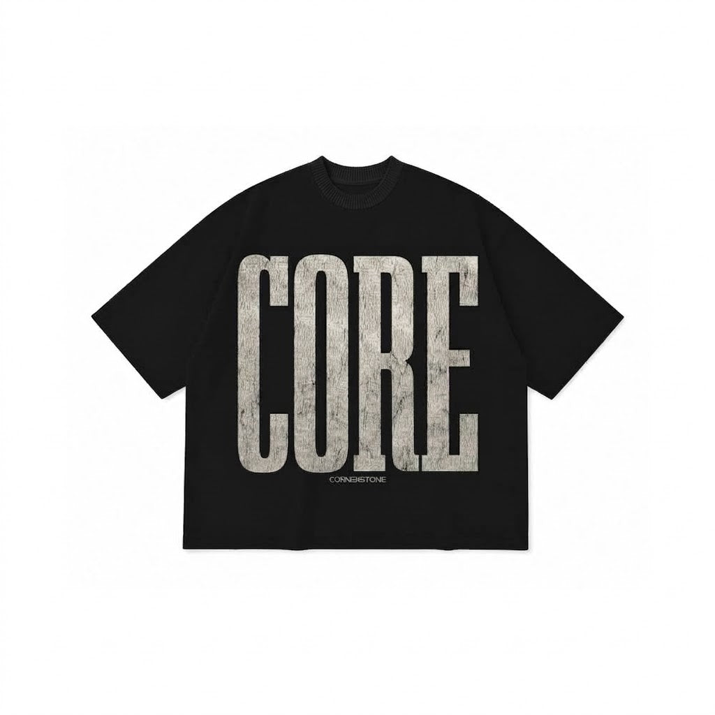 CORNERSTONE BOX FIT CORE PIQUE TEE "BLACK"