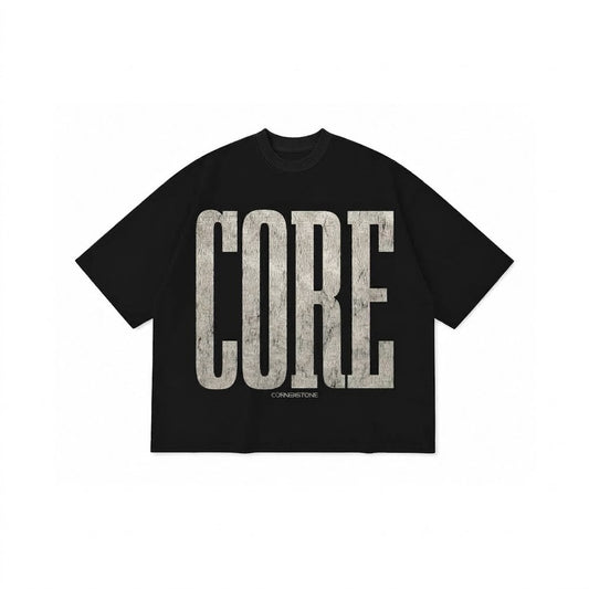 CORNERSTONE BOX FIT CORE PIQUE TEE "BLACK"