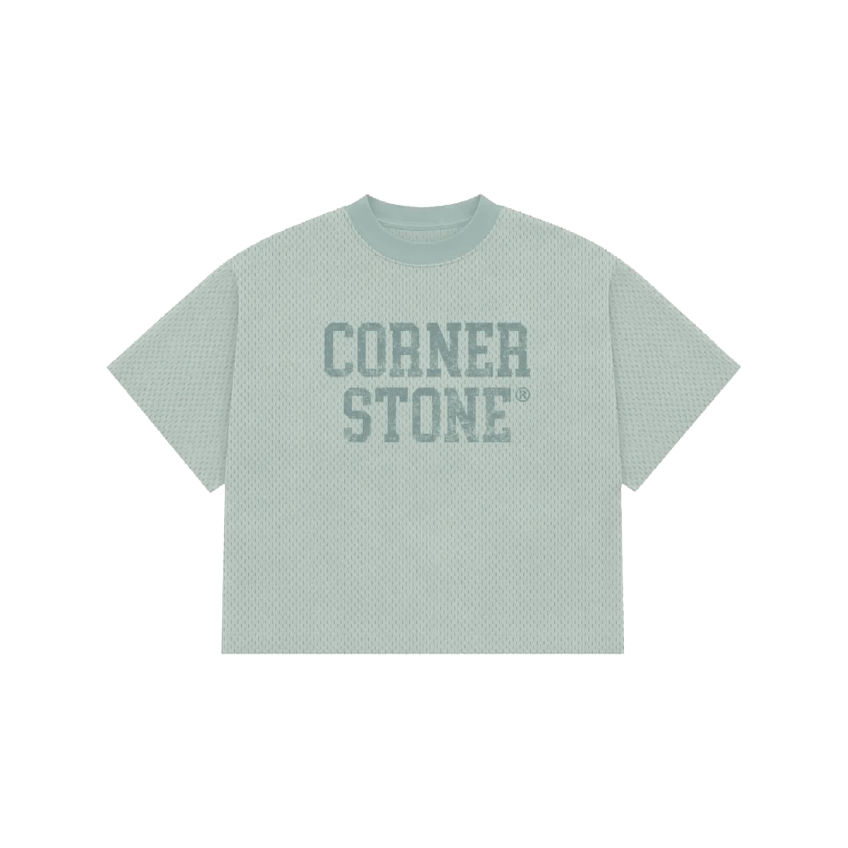 CORNERSTONE BOX FIT MESH COTTON TEE "CELESTE"