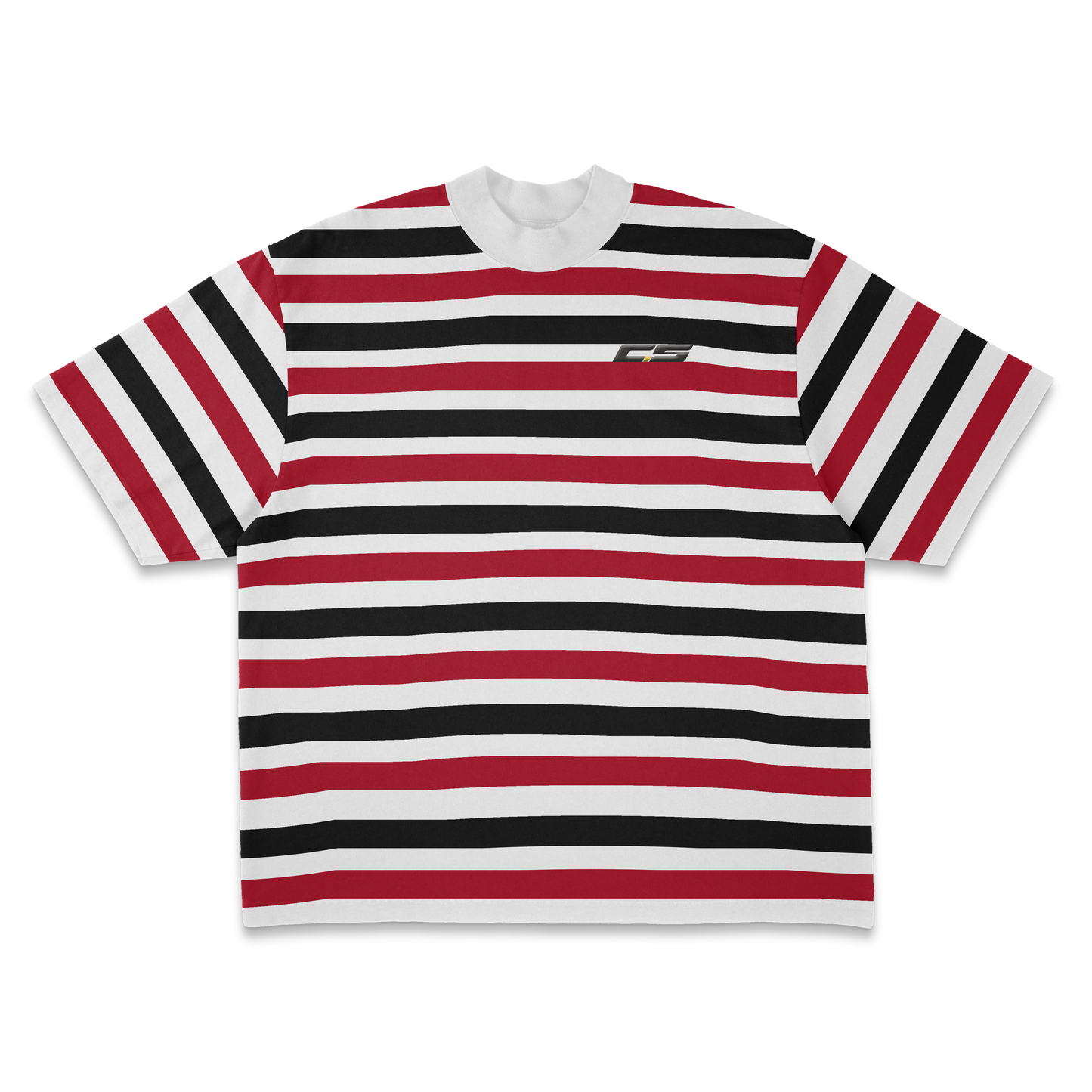 EMBROIDERED OVERSIZED STRIPE TEE BRW