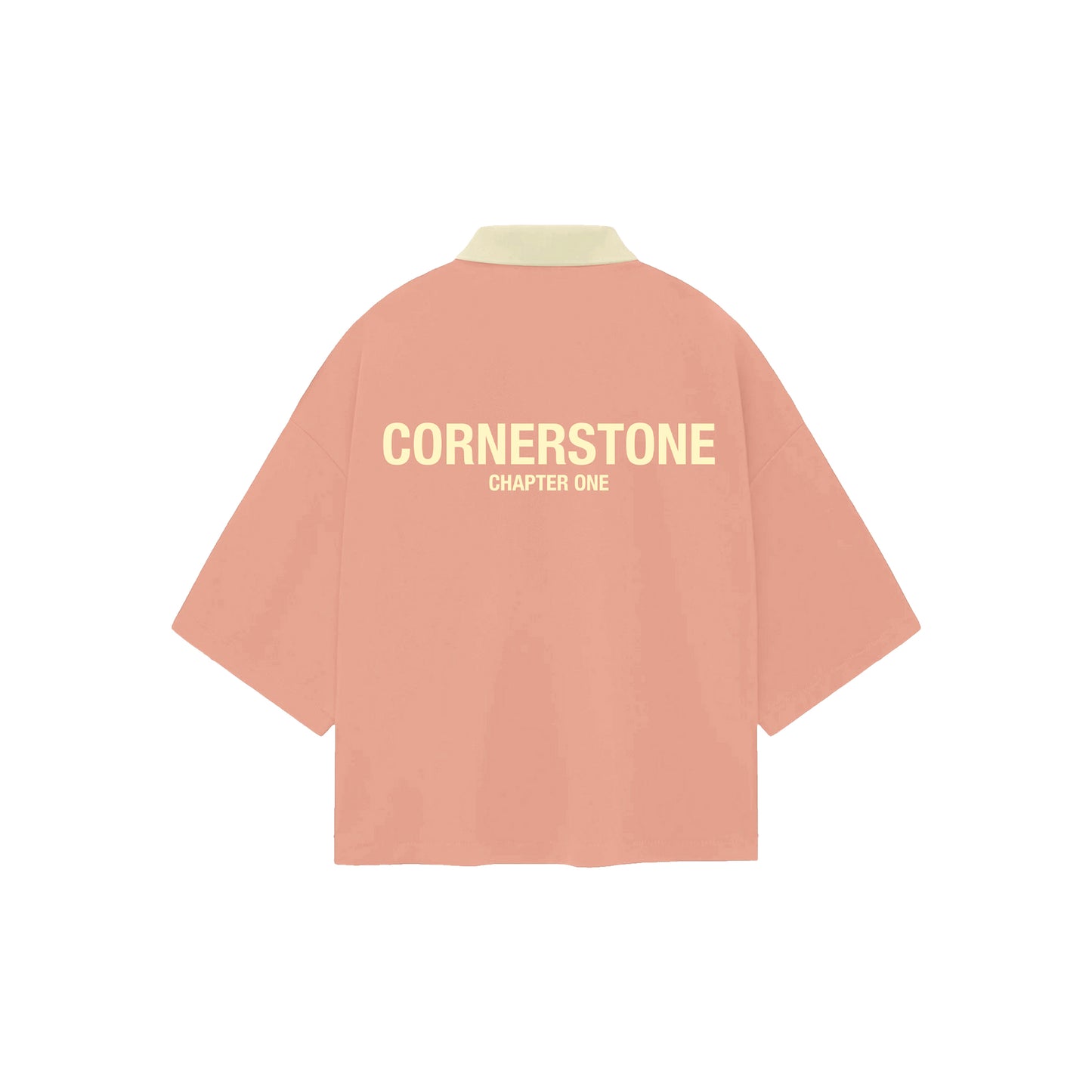 BOXY CROPPED COLLARED SHIRT IN SALMON