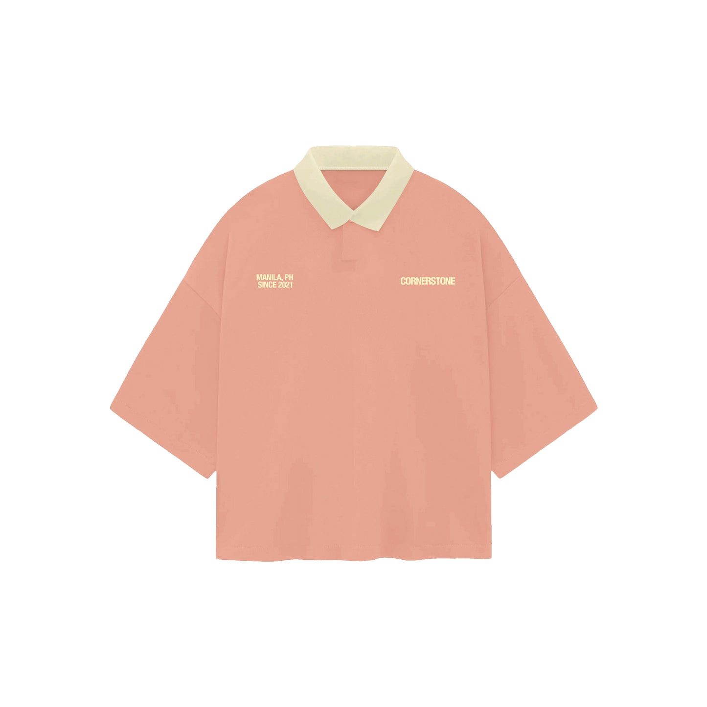 BOXY CROPPED COLLARED SHIRT IN SALMON