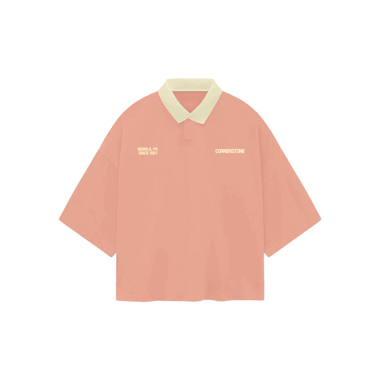 BOXY CROPPED COLLARED SHIRT IN SALMON