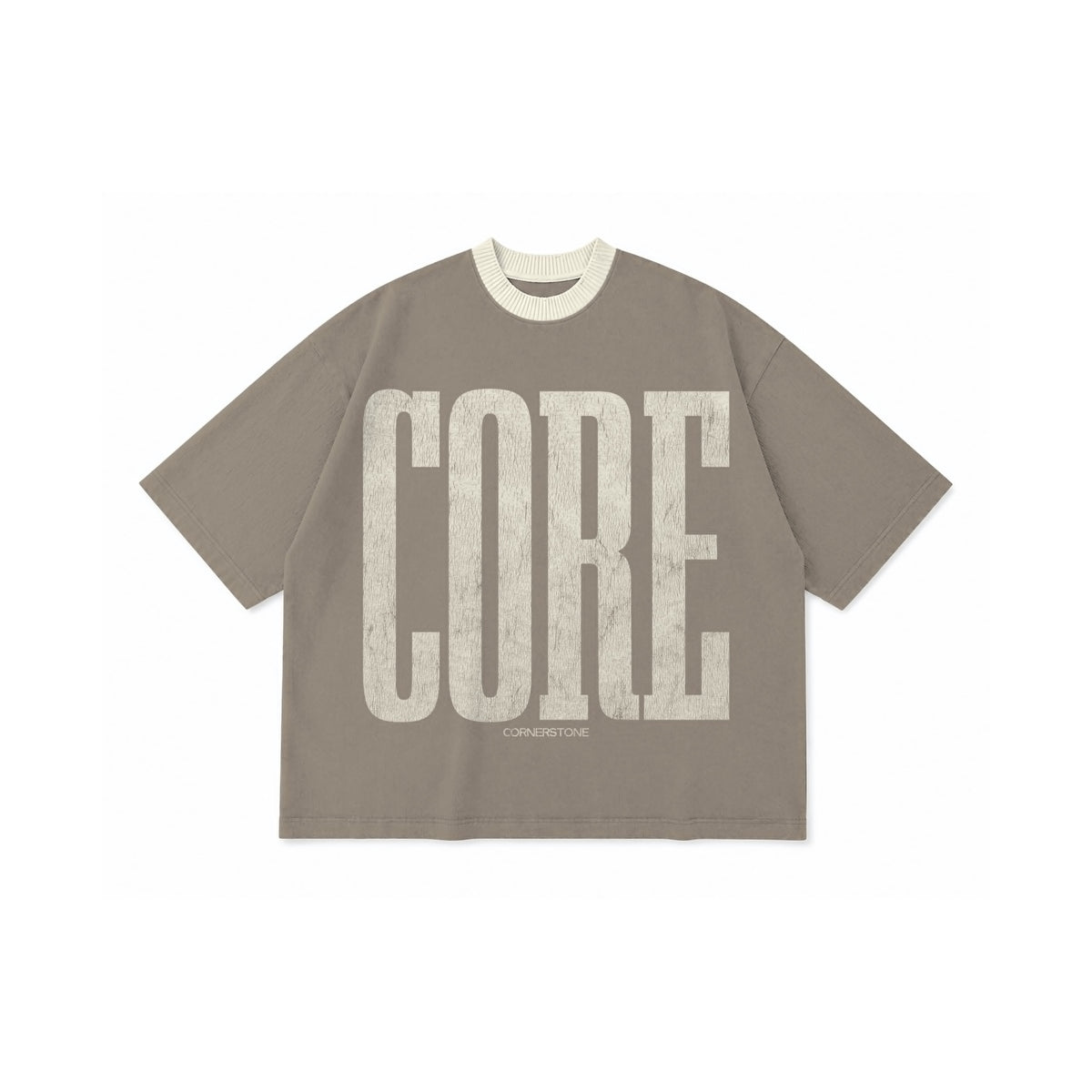 CORNERSTONE BOX FIT CORE PIQUE TEE "TAUPE"