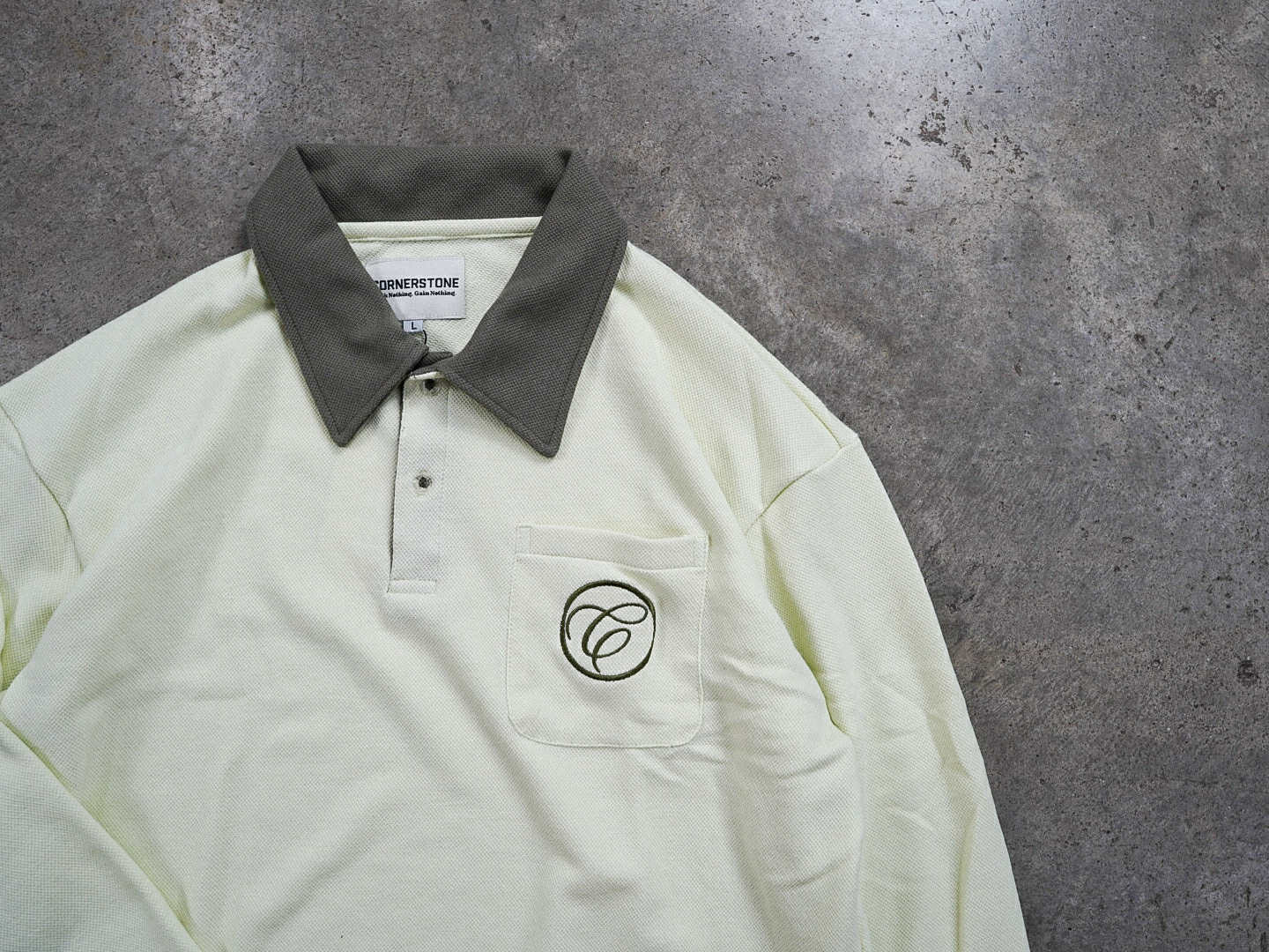 Long Sleeve Polo Shirt in Lime