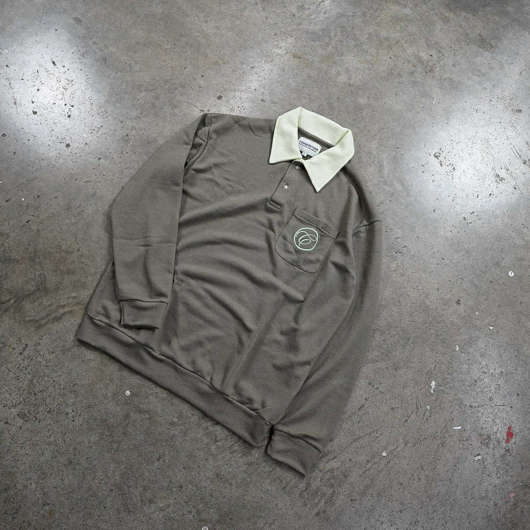 Long Sleeve Polo Shirt in Tangerine Fatigue