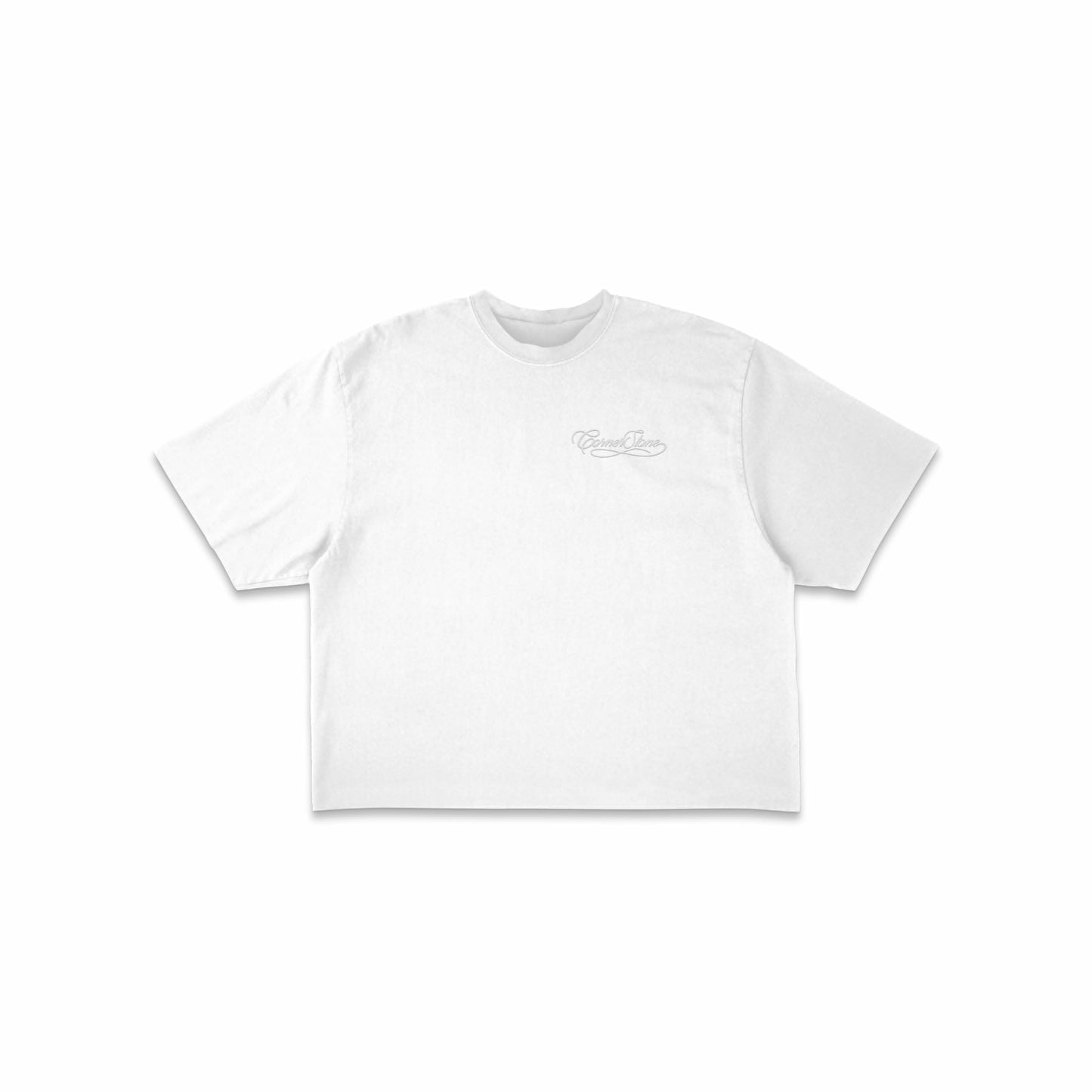 S/S26 DECONSTRUCTED EMBROIDERED RAW HEM TEE IN WHITE