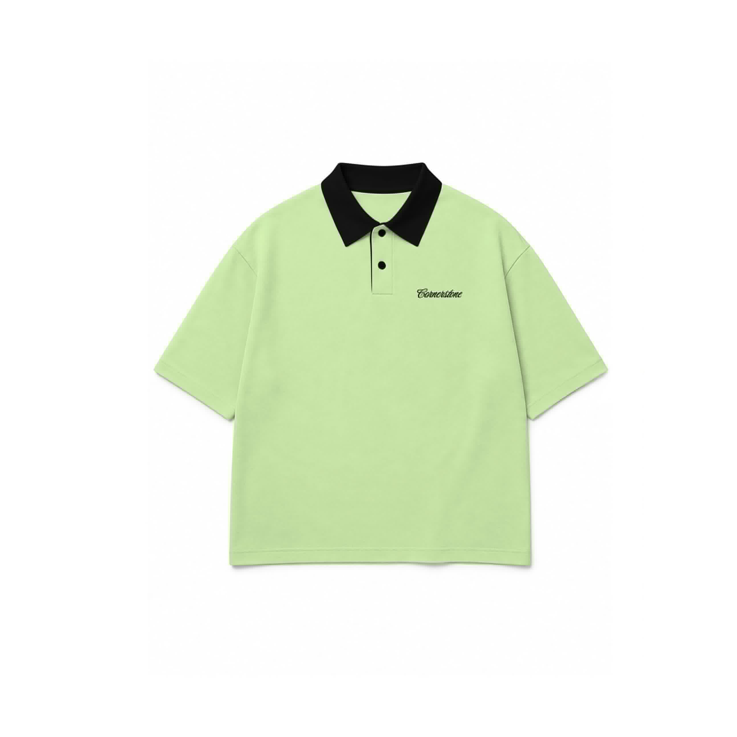CORNERSTONE FRENCH TERRY BOXY POLOSHIRT "SLIME"
