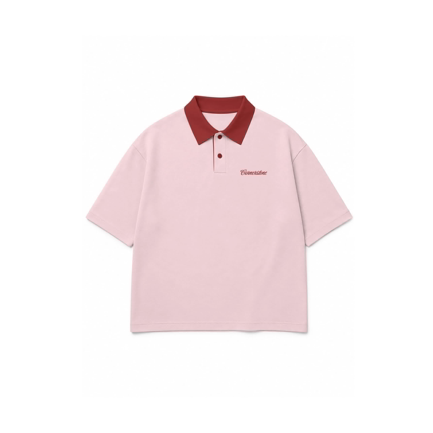 CORNERSTONE FRENCH TERRY BOXY POLOSHIRT "ROSE"