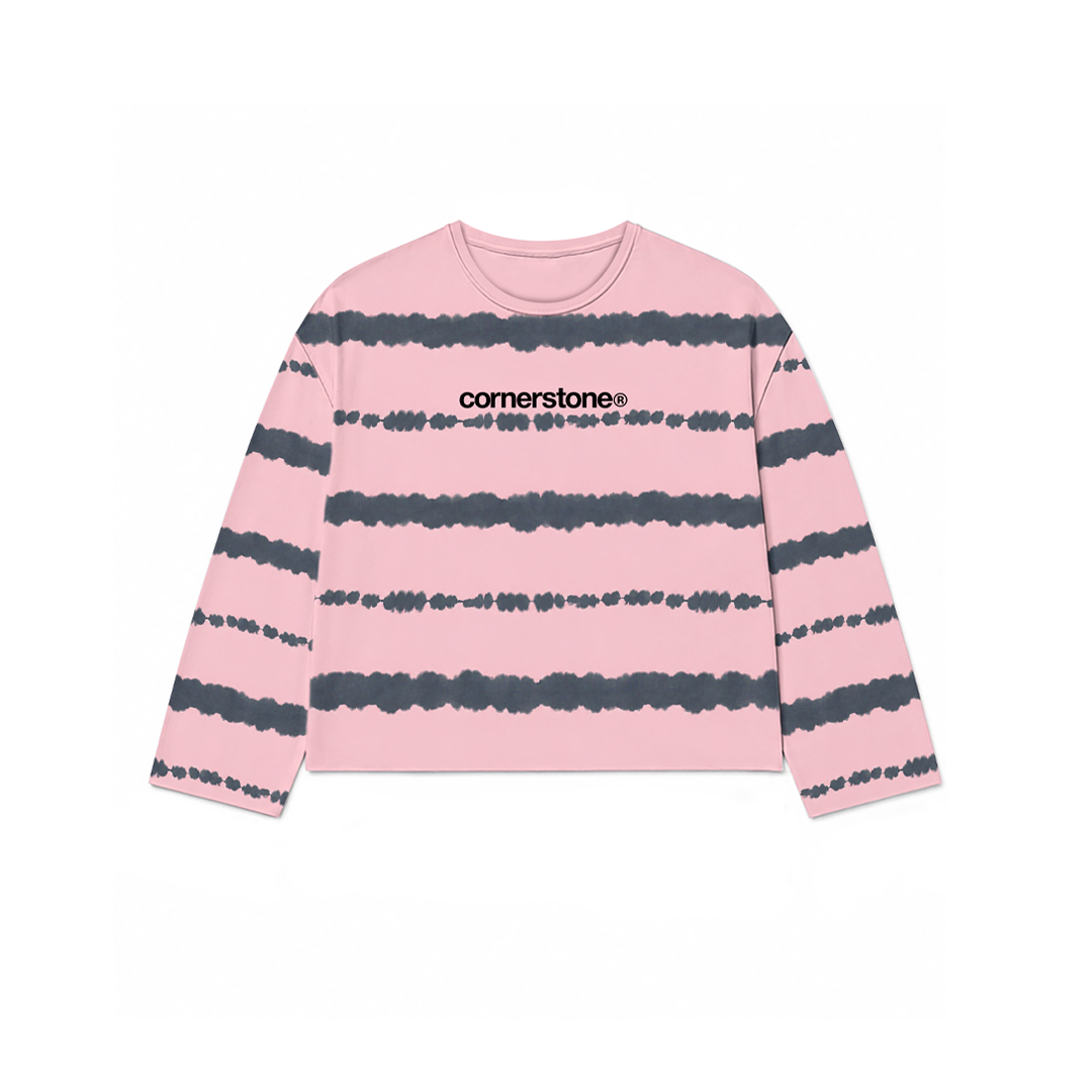 L/S STRIPE TEE IN "PINK DYE"