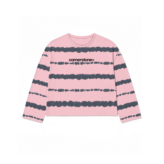 L/S STRIPE TEE IN "PINK DYE"