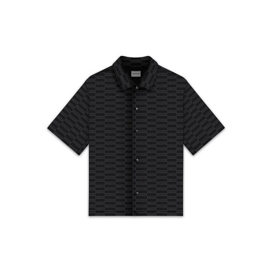 Patterned Mesh Button Up