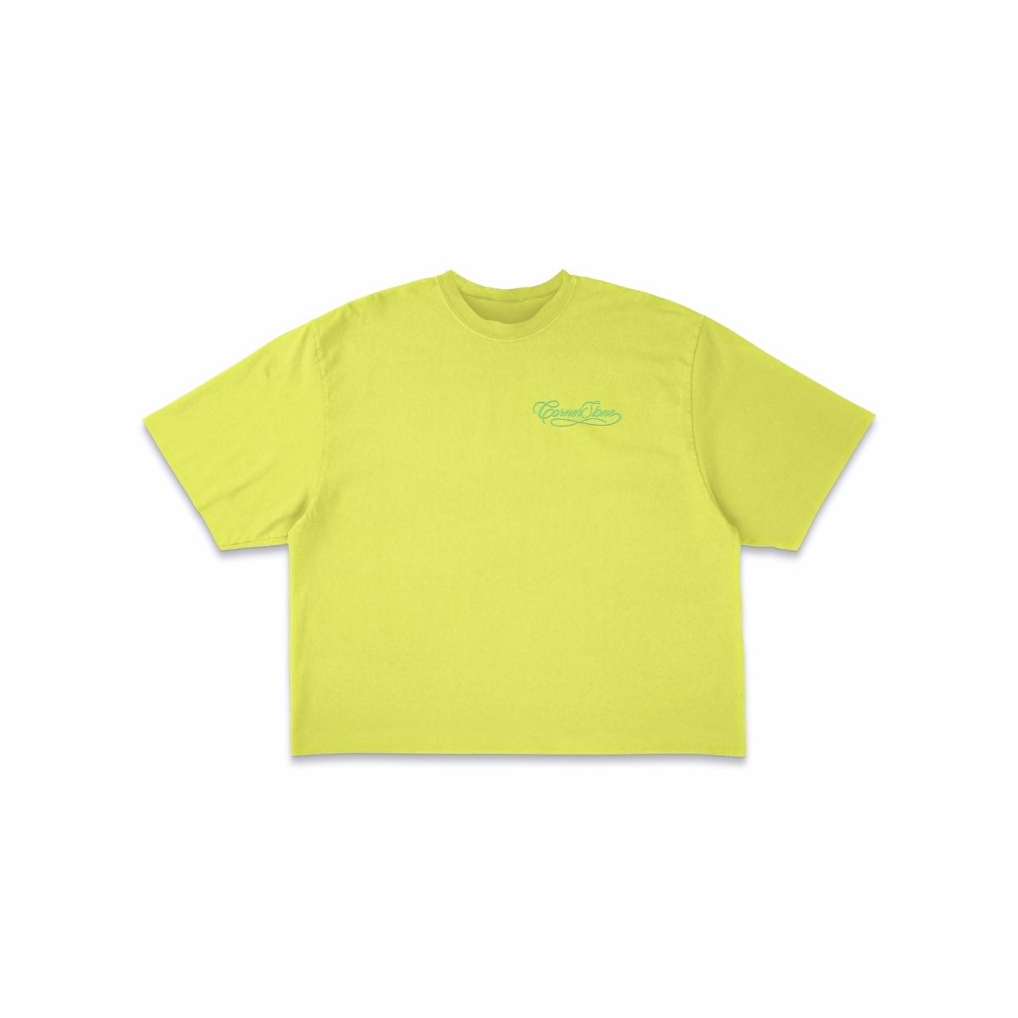 S/S26 DECONSTRUCTED EMBROIDERED RAW HEM TEE IN SLIME