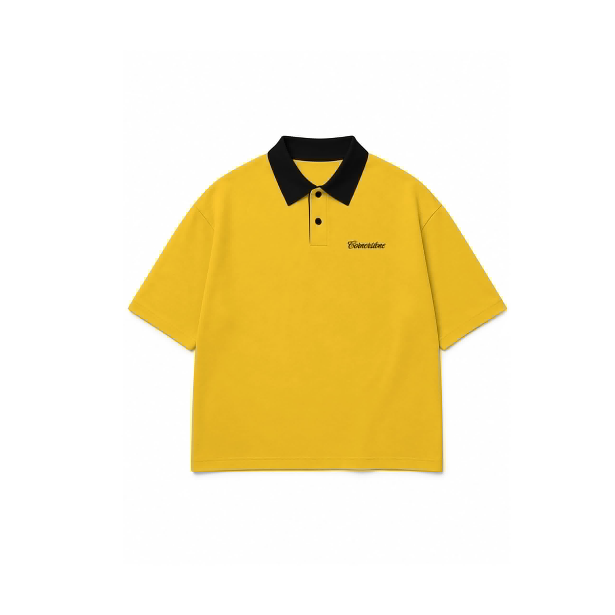 CORNERSTONE FRENCH TERRY BOXY POLOSHIRT "SUNFLOWER"