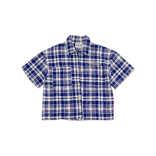 CORNERSTONE TWEED BUTTONED POLO "ROYAL GRID"