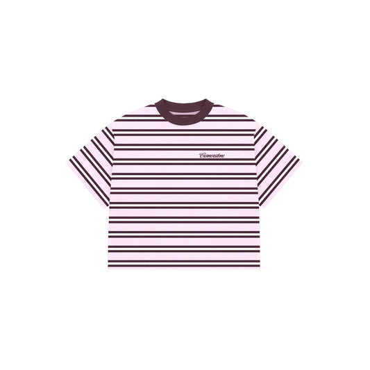 CORNERSTONE BOXY FIT STRIPE TEE "PLUM"