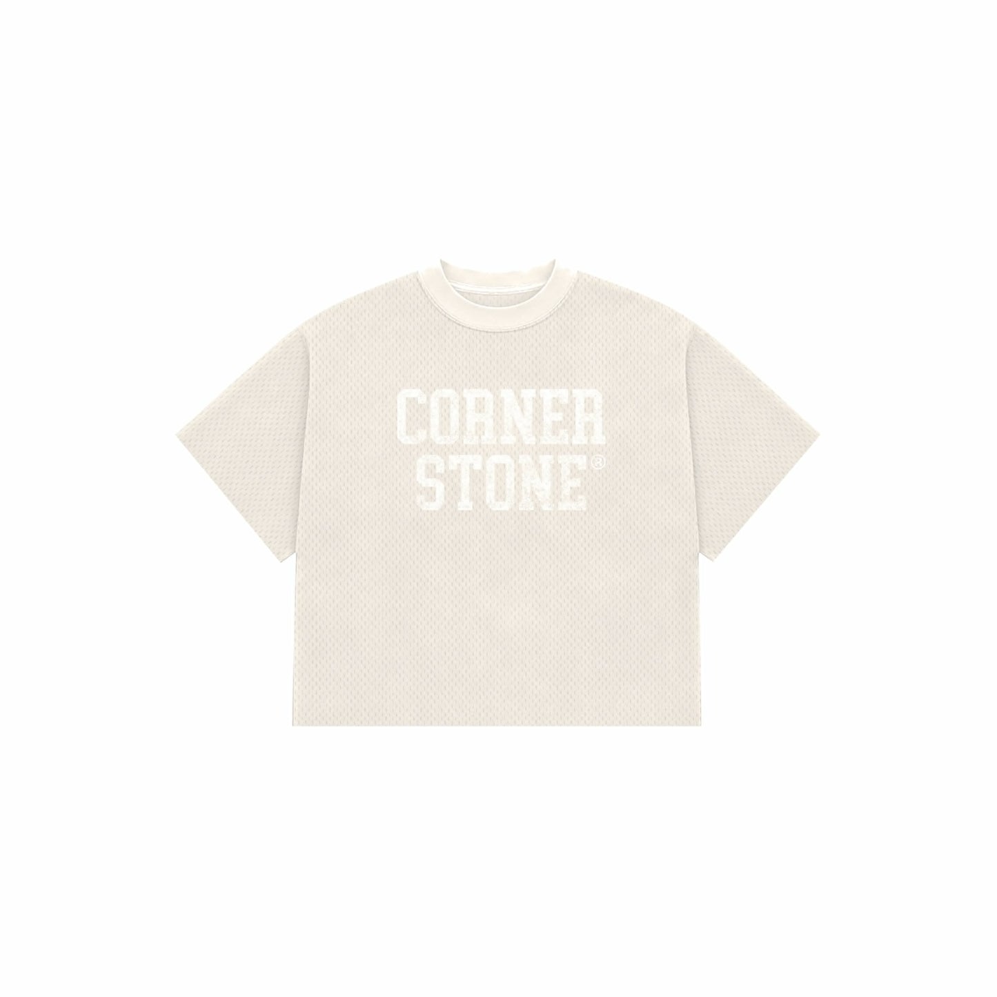 CORNERSTONE BOX FIT MESH COTTON TEE "IVORY"