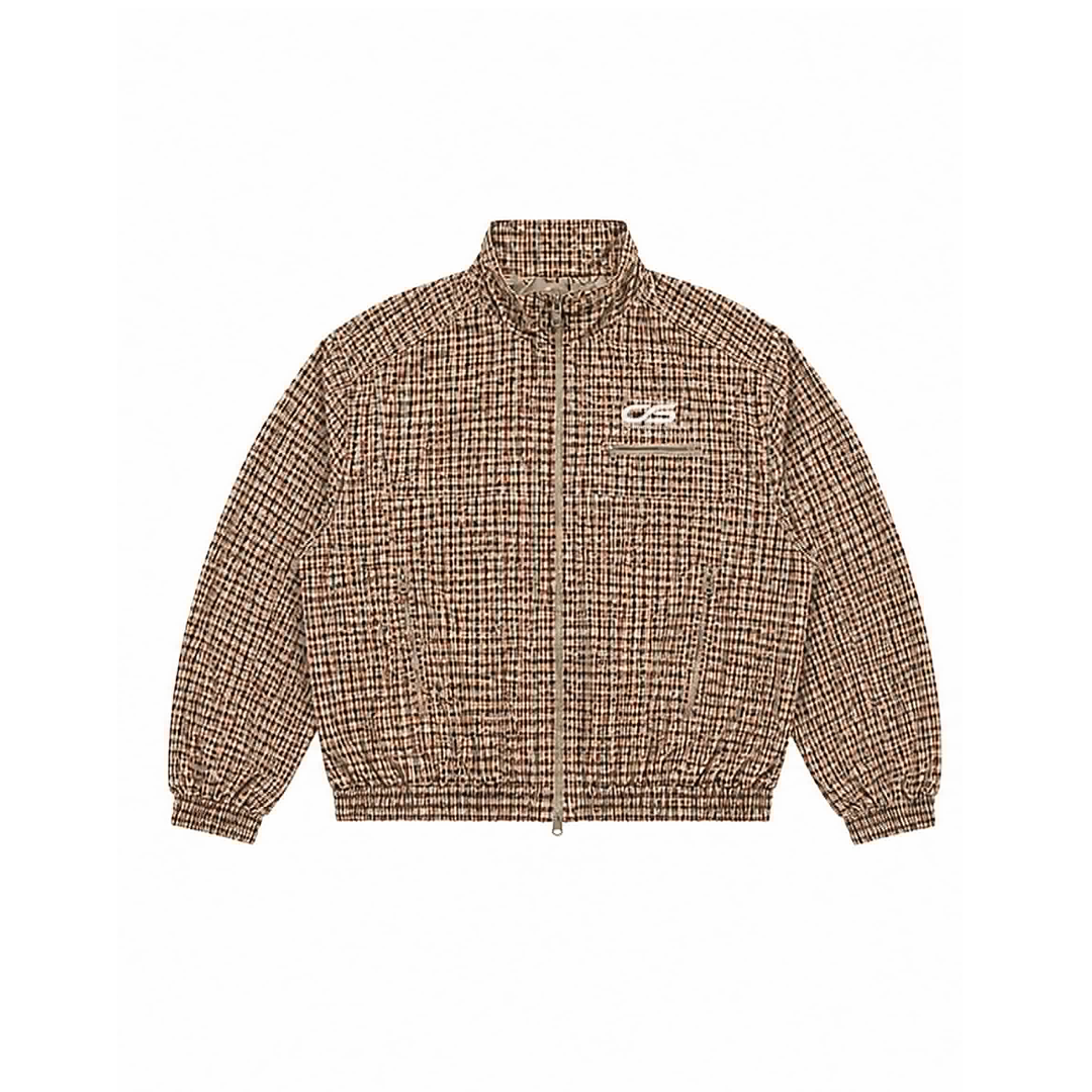 GINGHAM ZIP EMBROIDERED JACKET