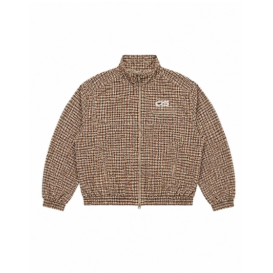 GINGHAM ZIP EMBROIDERED JACKET