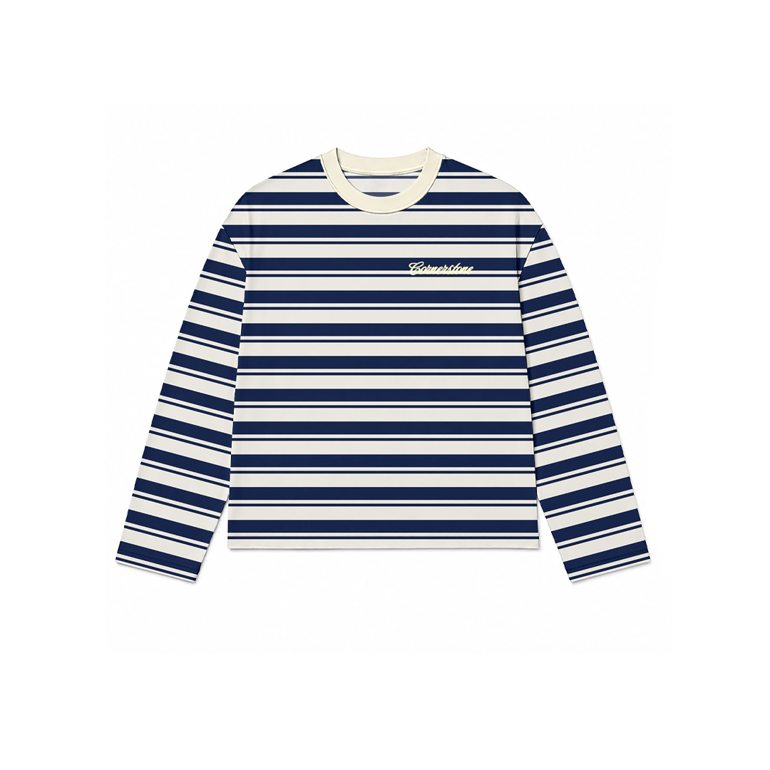 L/S STRIPE TEE IN "SAILOR BLUE"