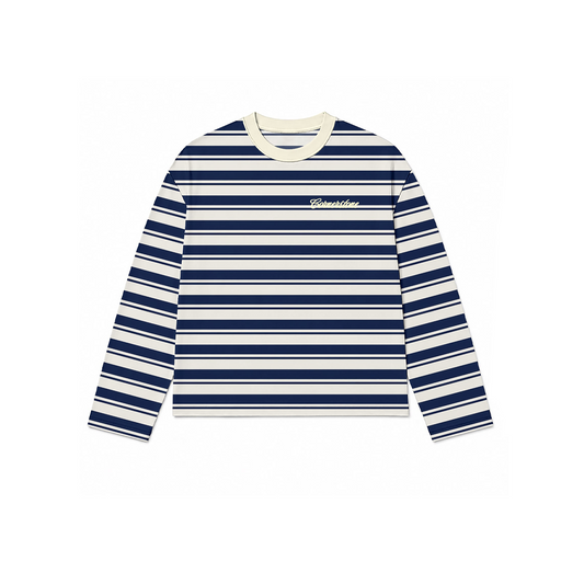 L/S STRIPE TEE IN "SAILOR BLUE"
