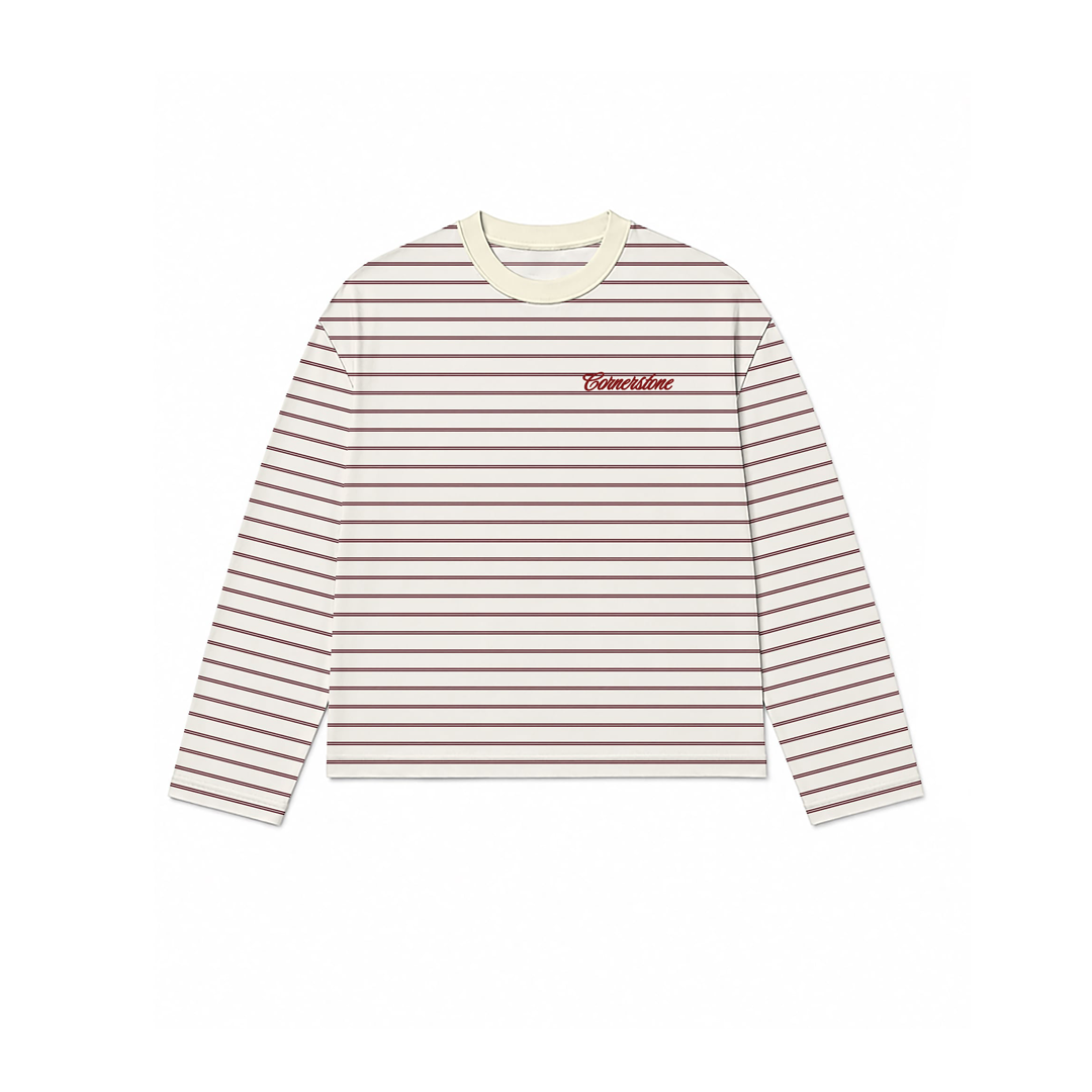 L/S STRIPE TEE IN "RUST BONE"